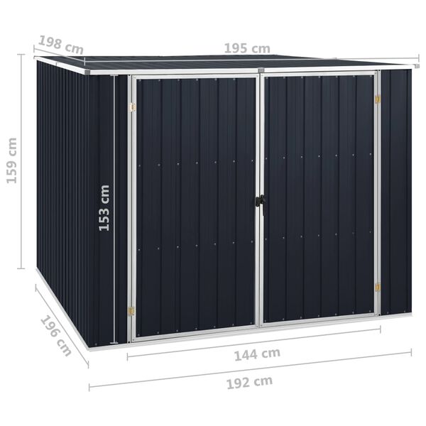 vidaXL Αποθήκη Κήπου Ανθρακί 195x198x159 εκ. από Γαλβανισμένο Ατσάλι