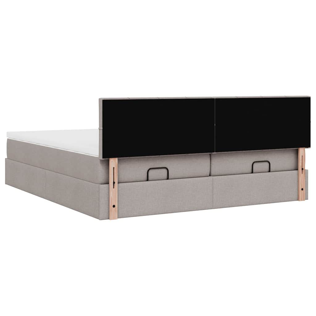 vidaXL Οθωμανικό κρεβάτι με στρώματα Taupe 200x200cm ύφασμα