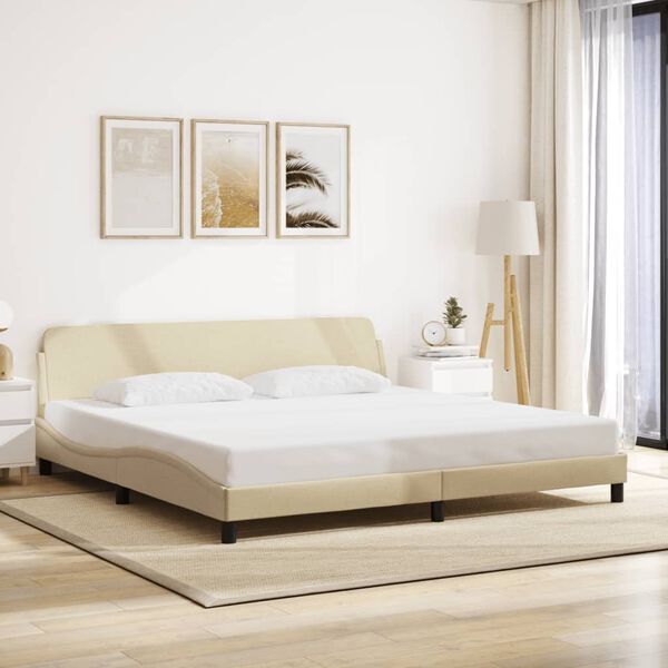 vidaXL Σκελετός Κρεβατιού Χωρίς Στρώμα Κρεμ 200x200 εκ. Υφασμάτινο