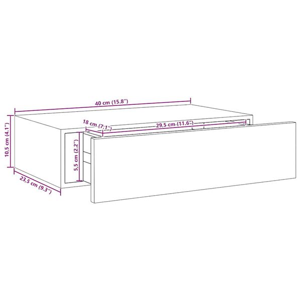 vidaXL Ράφι Επιτοίχιο με Συρτάρι Γκρι 40 x 23,5 x 10 εκ. από MDF