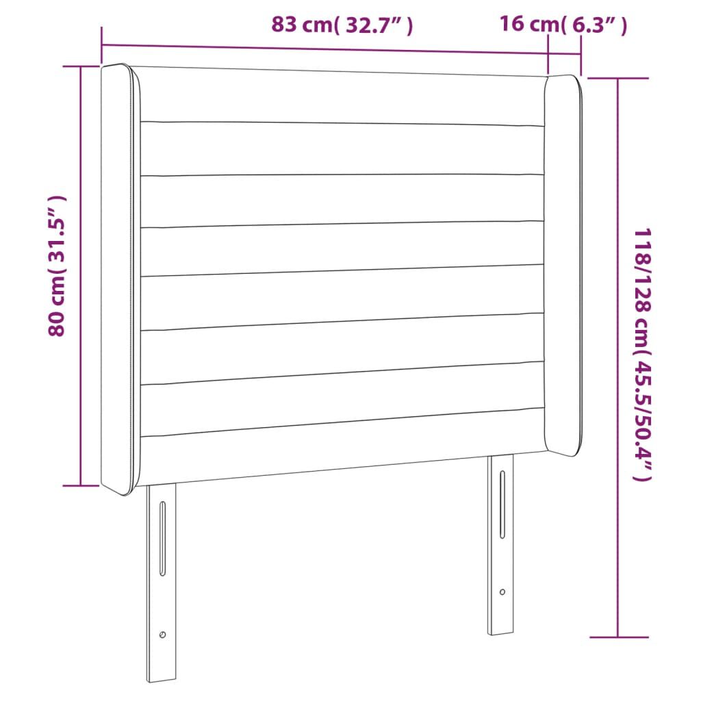 vidaXL Κεφαλάρι Κρεβατιού LED Μαύρο 83x16x118/128εκ. Βελούδινο