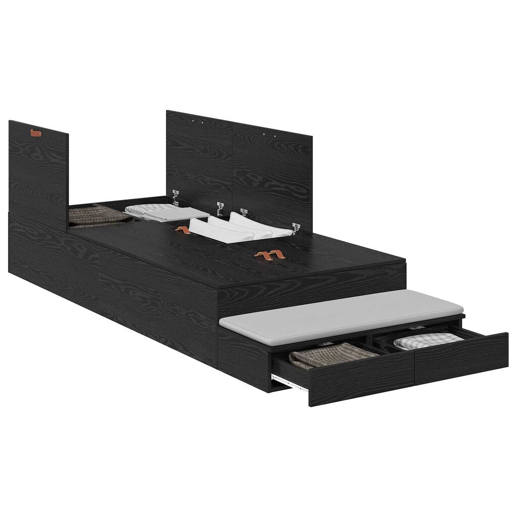 vidaXL Κρεβάτι με Αποθηκευτικό Χώρο Μαύρο Δρυς 90x190 εκ.