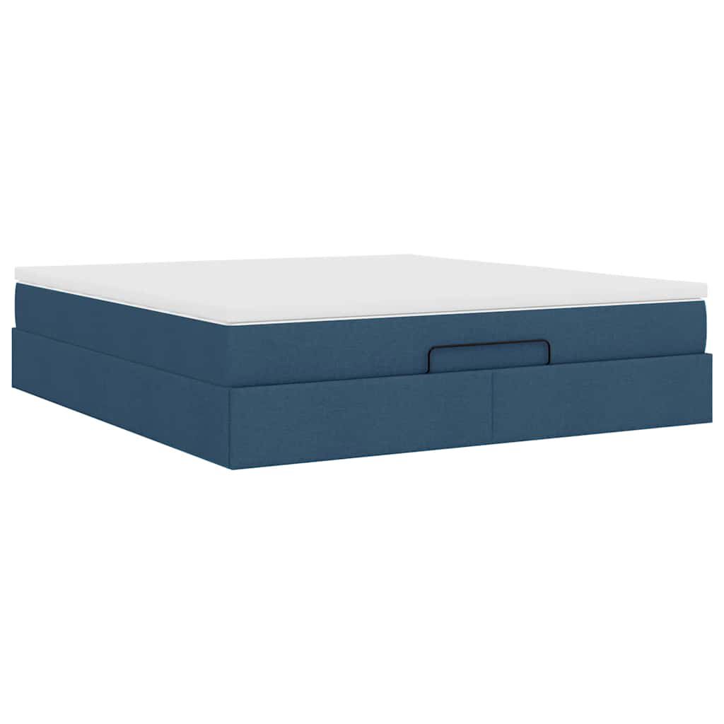 vidaXL Οθωμανικό κρεβάτι με στρώμα μπλε 180x200cm ύφασμα