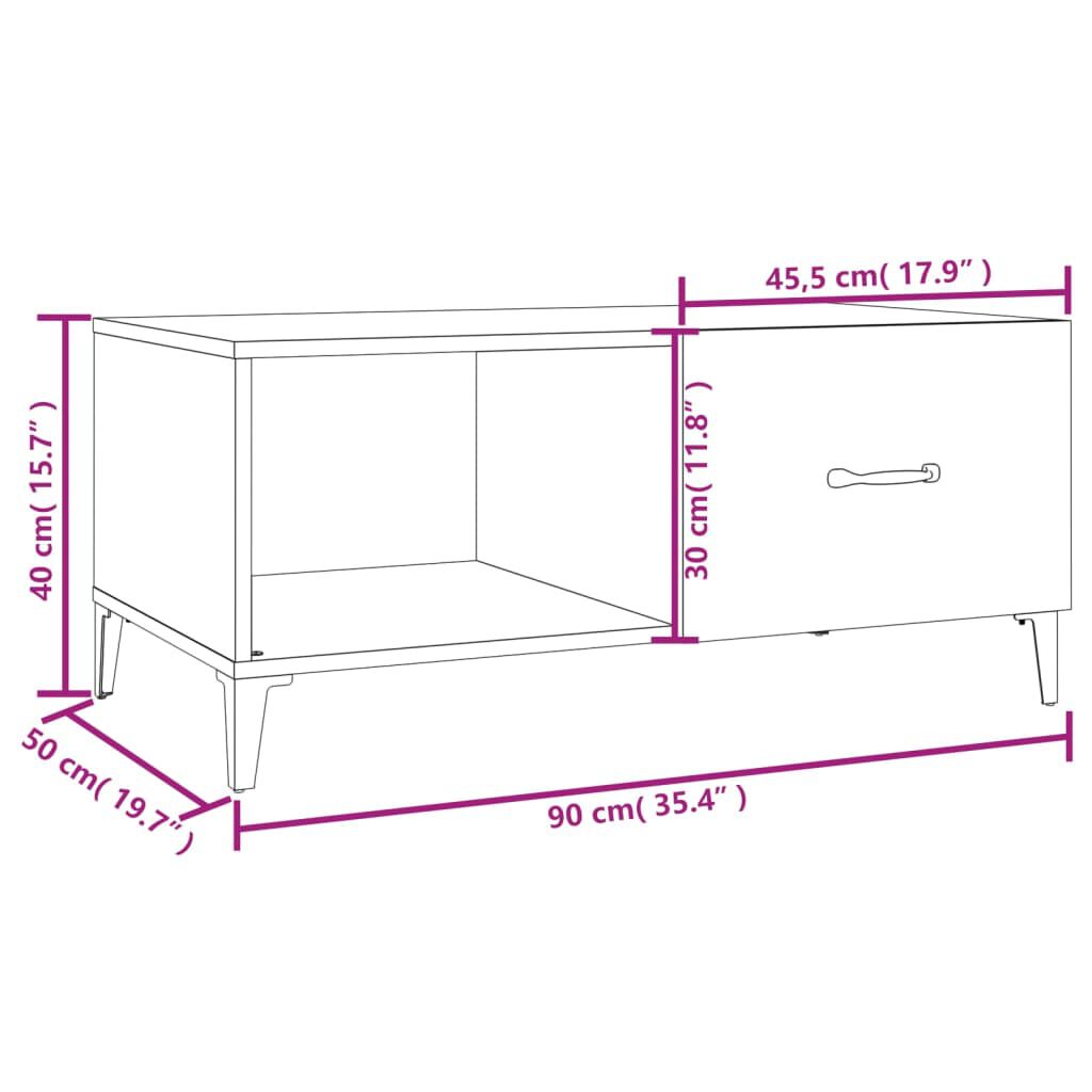 vidaXL Τραπεζάκι Σαλονιού Καπνιστή Δρυς 90x50x40 εκ. Επεξεργασμ. Ξύλο