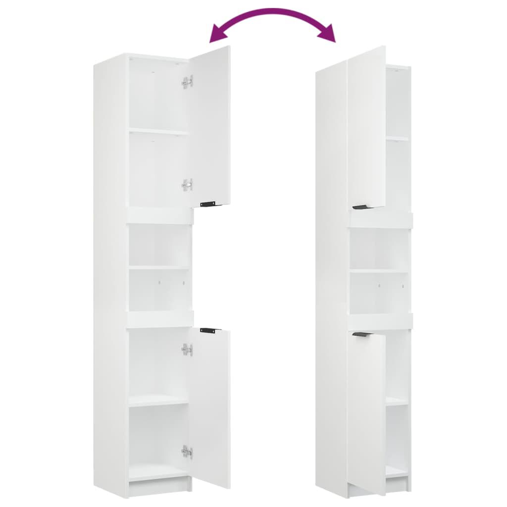 vidaXL Ντουλάπι Μπάνιου Λευκό 32 x 34 x 188,5 εκ. Επεξεργασμένο Ξύλο