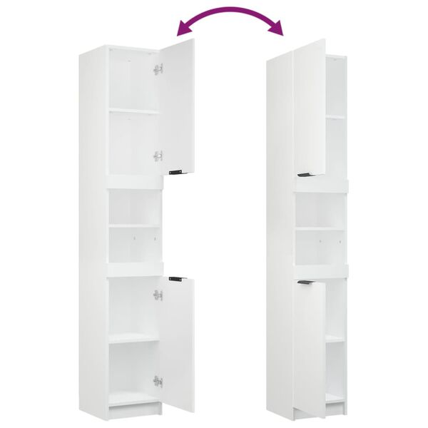 vidaXL Ντουλάπι Μπάνιου Λευκό 32 x 34 x 188,5 εκ. Επεξεργασμένο Ξύλο