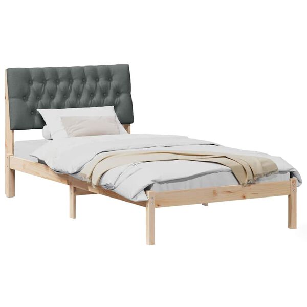 vidaXL Σκελετός Κρεβατιού με Επενδεδυμένο Κεφαλάρι Καφέ 100 x 200 cm