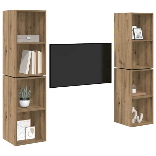 vidaXL &Sigma;&epsilon;&tau; &epsilon;&pi;ί&pi;&lambda;&omicron;&upsilon; &tau;&eta;&lambda;&epsilon;ό&rho;&alpha;&sigma;&eta;&sigmaf; 4 pcs Artisan Oak 37 x 37 x 72 &epsilon;&kappa;
