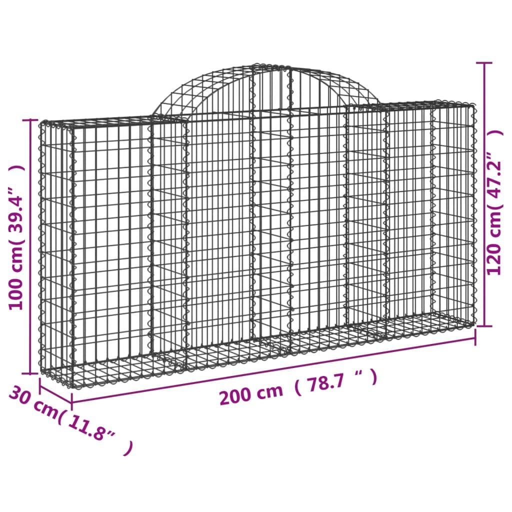 vidaXL Συρματοκιβώτια Τοξωτά 30 τεμ. 200x30x100/120 εκ. Γαλβαν. Ατσάλι