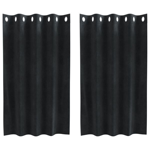 vidaXL Κουρτίνες με κουρτίνες 2 pcs Μαύρο 140 x 140 cm Βελούδο