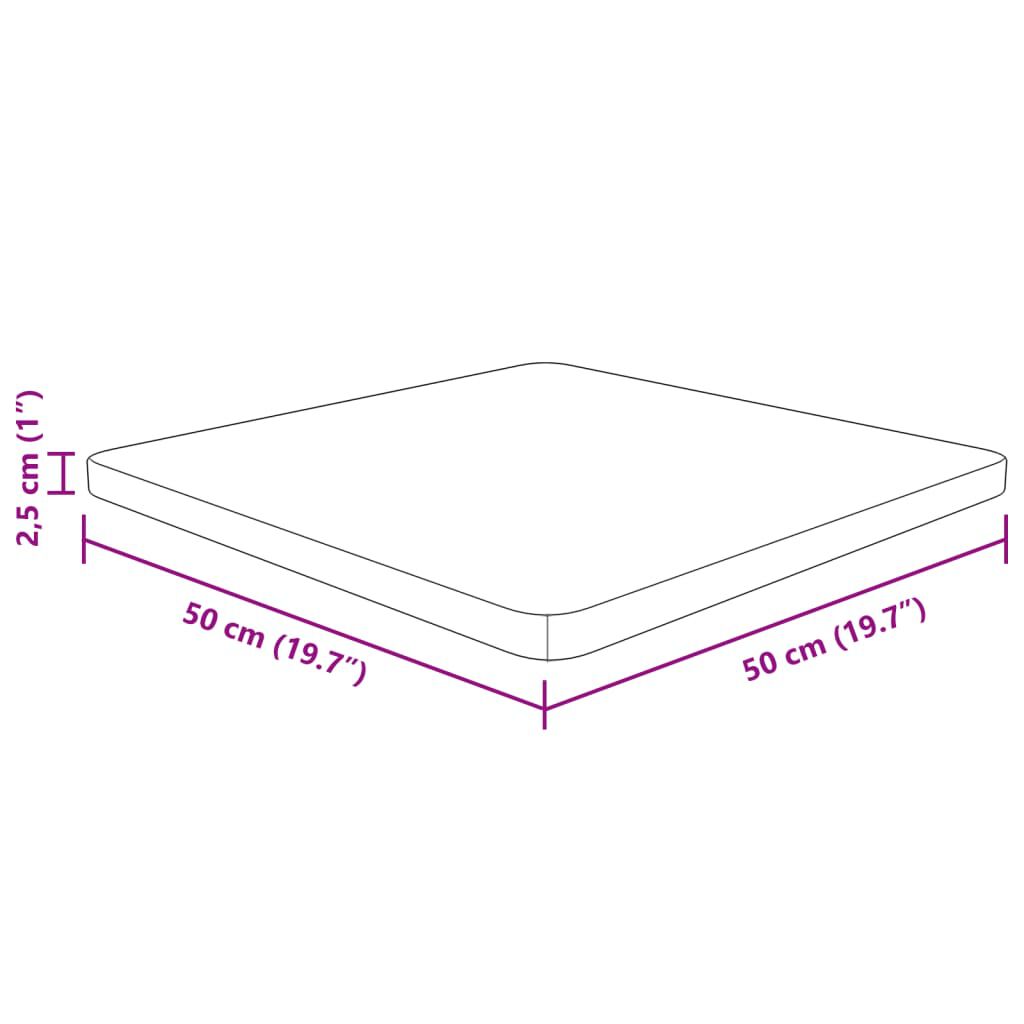 vidaXL Επιφάνεια Τραπεζιού Τετράγωνη 50x50x2,5 εκ. Μασίφ Ξύλο Δρυς