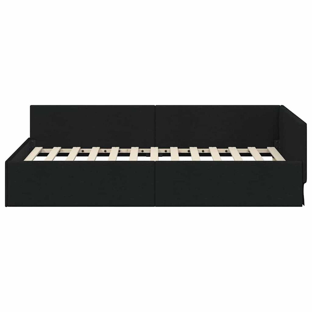 vidaXL Κρεβάτι Γωνίας Μαύρο 90 x 200 cm Ύφασμα και Έργο ξύλου