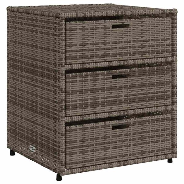 vidaXL Ντουλάπι Αποθήκευσης Κήπου Γκρι 55x59x69 εκ. Συνθετικό Ρατάν