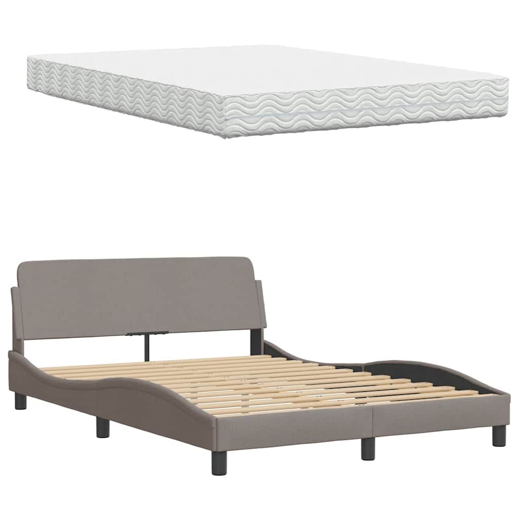 vidaXL Κρεβάτι Taupe 140x190 εκ. Υφασμάτινο