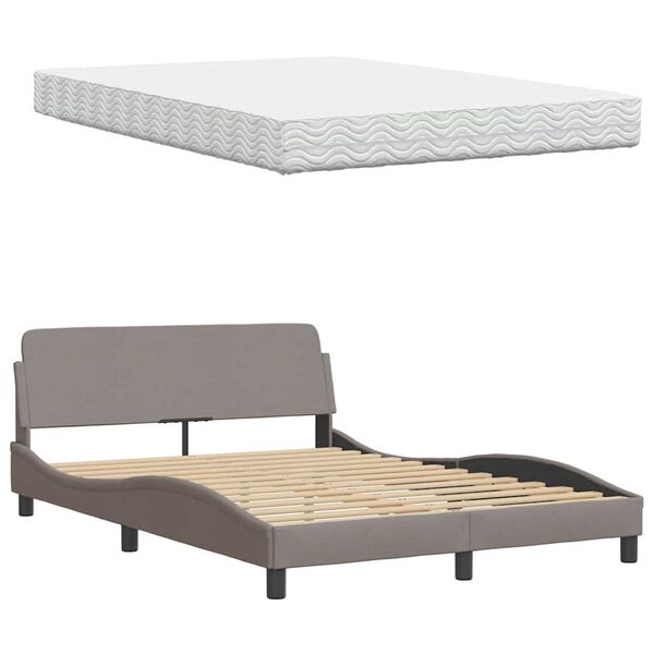 vidaXL Κρεβάτι Taupe 140x190 εκ. Υφασμάτινο