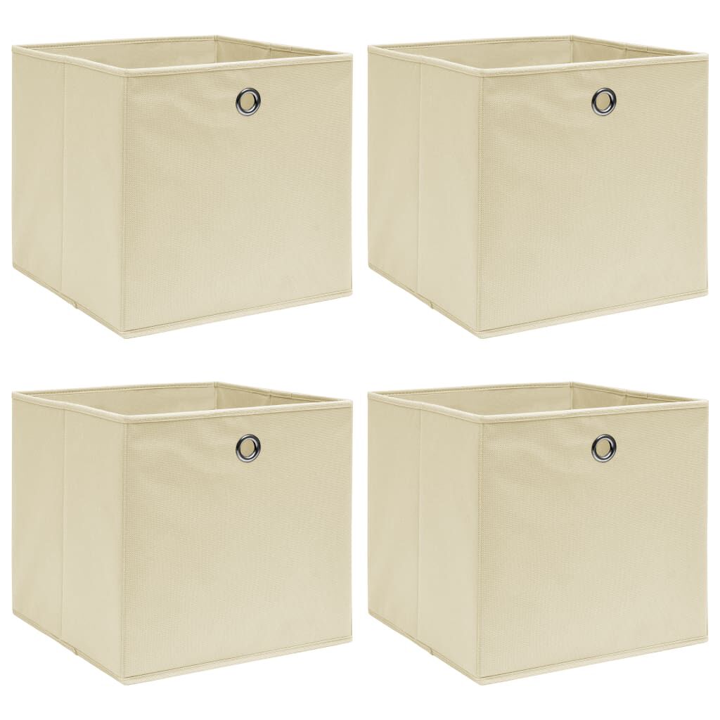 vidaXL Κουτιά Αποθήκευσης 4 τεμ. Κρεμ 32 x 32 x 32 εκ. Υφασμάτινα