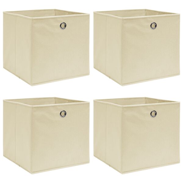 vidaXL Κουτιά Αποθήκευσης 4 τεμ. Κρεμ 32 x 32 x 32 εκ. Υφασμάτινα