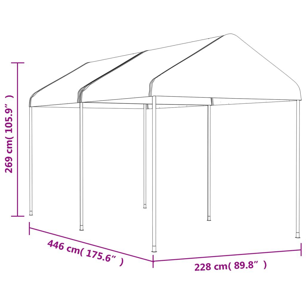 vidaXL Κιόσκι με Τέντα Λευκό 4,46 x 2,28 x 2,69 μ. από Πολυαιθυλένιο