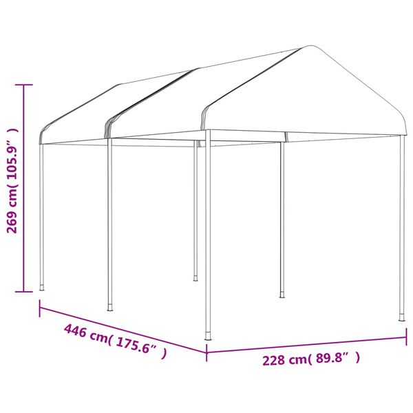 vidaXL Κιόσκι με Τέντα Λευκό 4,46 x 2,28 x 2,69 μ. από Πολυαιθυλένιο