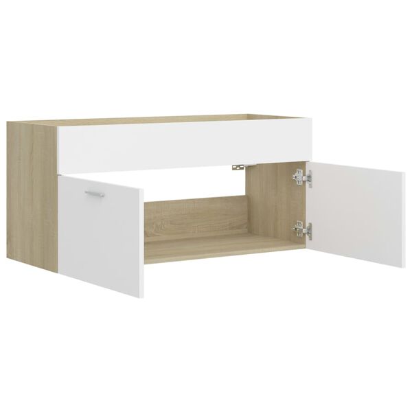 vidaXL Ντουλάπι Νιπτήρα Λευκό/Sonoma Δρυς 100x38,5x46 εκ. Επεξ. Ξύλο