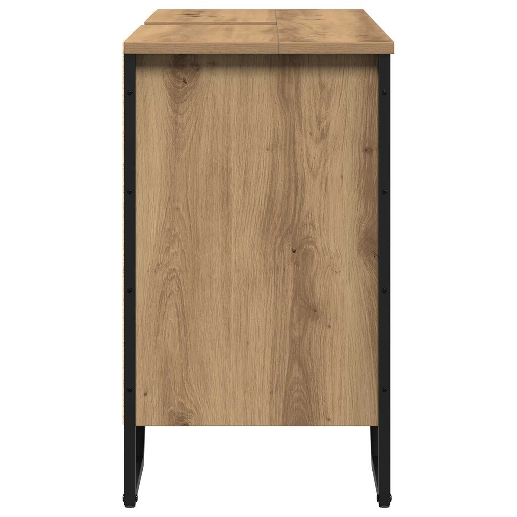 vidaXL ντουλάπι νιπτήρα μασίφ δρυός 91x35x60 εκ επεξεργασμένο ξύλο
