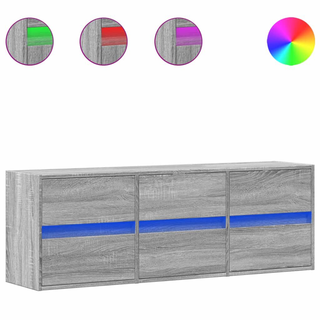 vidaXL Έπιπλο Τοίχου Τηλεόρασης με LED Γκρι Sonoma 130x31x45 εκ.