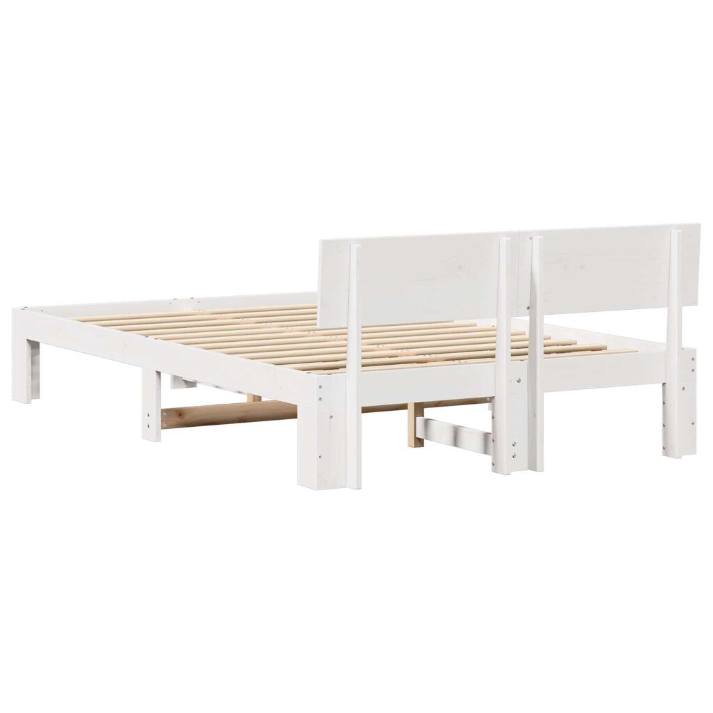 vidaXL Σκελετός Κρεβατιού Λευκό 135 x 190 cm Μασίφ ξύλο πεύκου