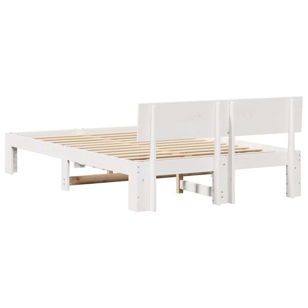 vidaXL Σκελετός Κρεβατιού Λευκό 135 x 190 cm Μασίφ ξύλο πεύκου