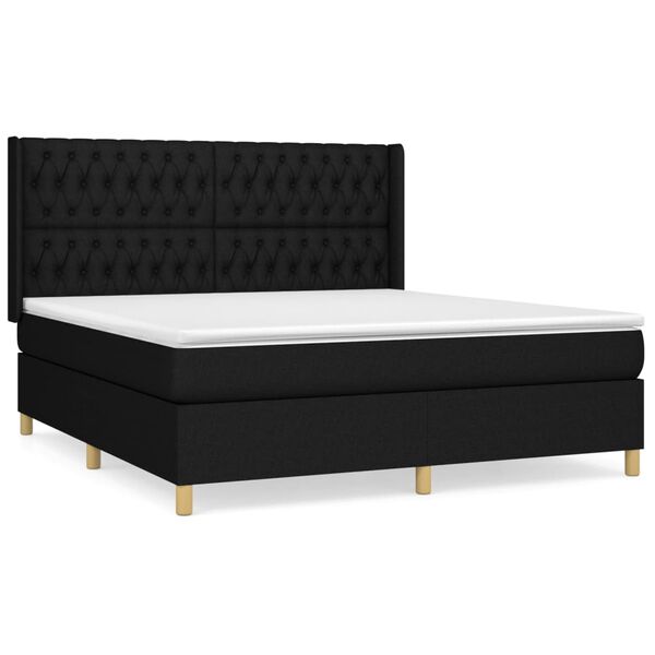 vidaXL &Kappa;&rho;&epsilon;&beta;ά&tau;&iota; Boxspring &mu;&epsilon; &Sigma;&tau;&rho;ώ&mu;&alpha; &Mu;&alpha;ύ&rho;&omicron; 180x200 &epsilon;&kappa;. &Upsilon;&phi;&alpha;&sigma;&mu;ά&tau;&iota;&nu;&omicron;