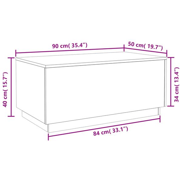 vidaXL Τραπεζάκι Σαλονιού με LED Αρτισιανή Δρυς 90 x 50 x 40 εκ.