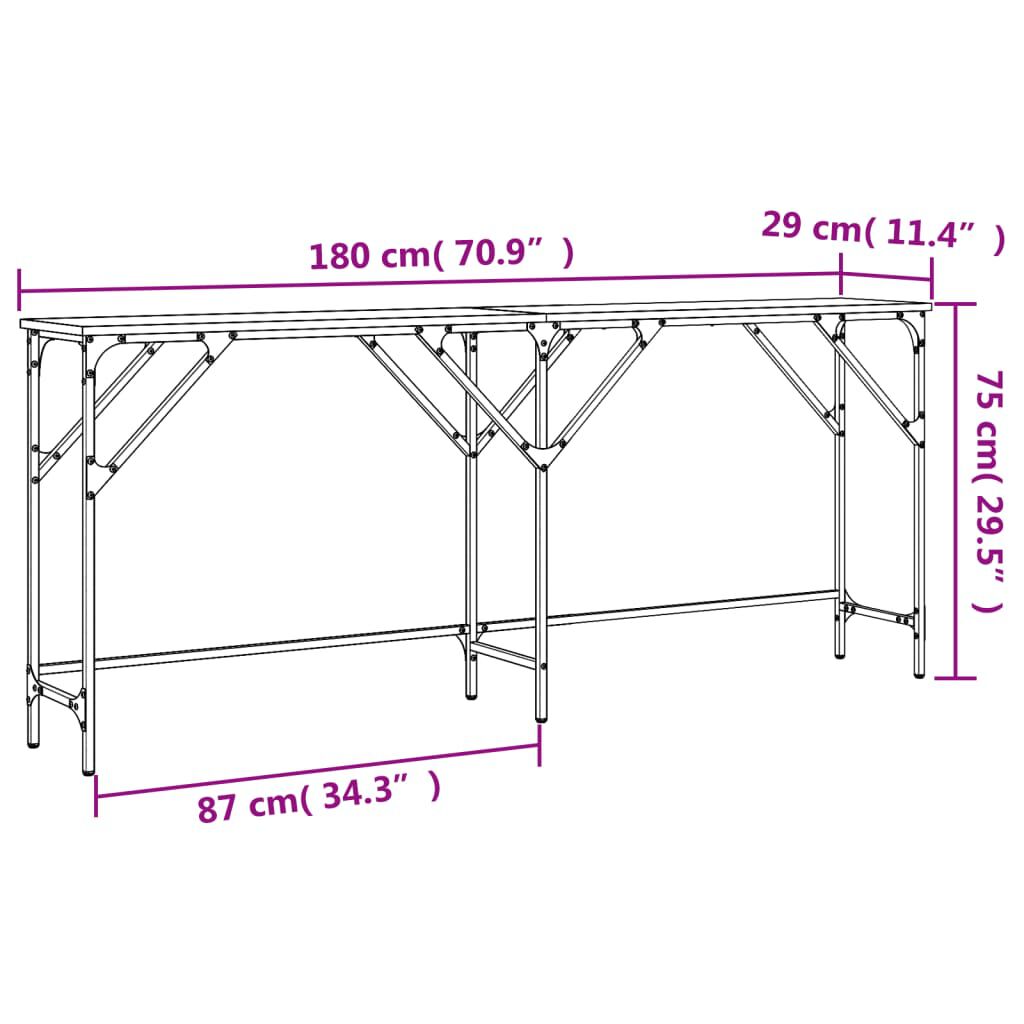 vidaXL Τραπέζι Κονσόλα Καπνιστή Δρυς 180x29x75 εκ. Επεξεργασμένο Ξύλο