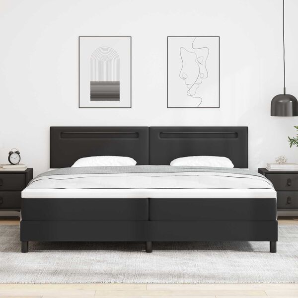 vidaXL Κρεβάτι με Στρώμα με στρώμα Μαύρο 200 x 200 cm Τεχνητό δέρμα