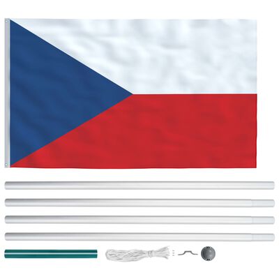 vidaXL Σημαία Τσεχίας 6,2 μ. με Ιστό Αλουμινίου