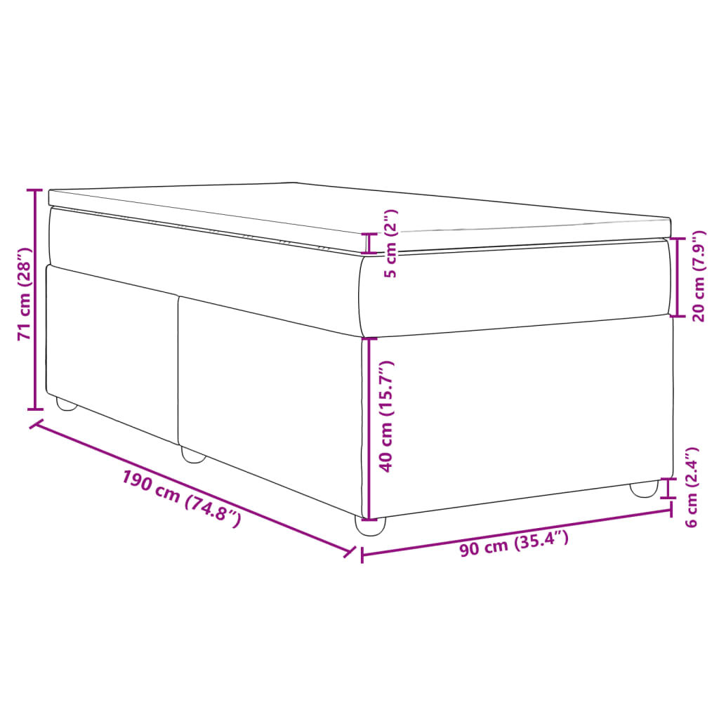 vidaXL Κρεβάτι Boxspring με Στρώμα Taupe 90x190 εκ.Υφασμάτινο