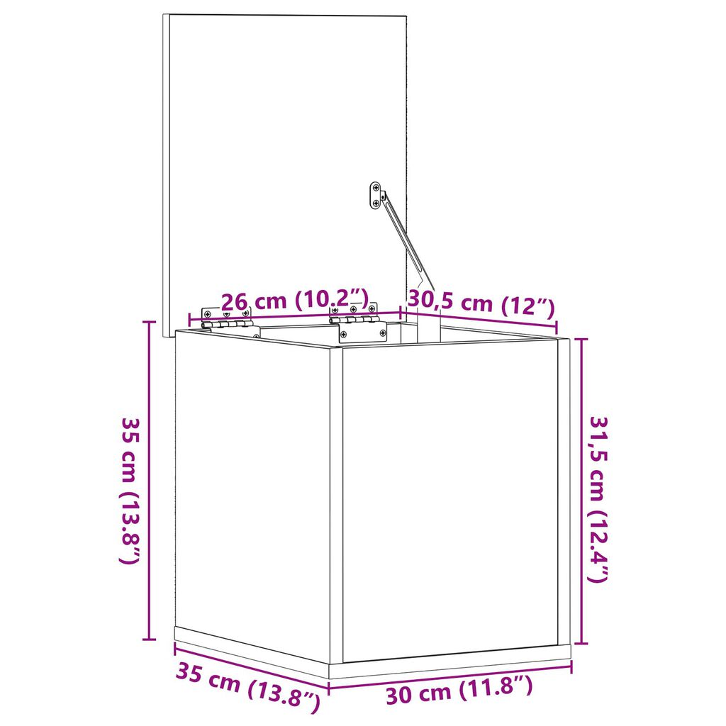 vidaXL Κουτί Αποθήκευσης Artisan Oak 30x35x35 εκ, Φτιαγμένο από Επεξεργασμένο Ξύλο