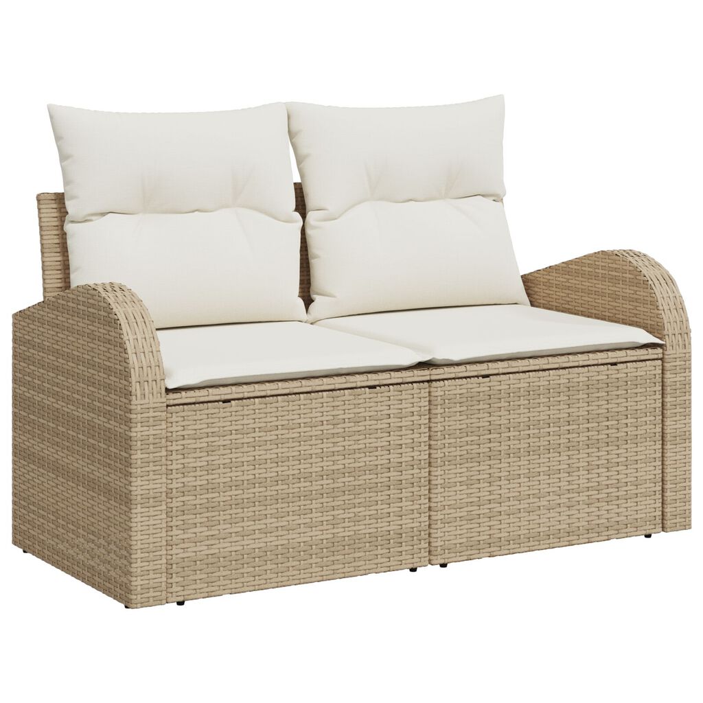 vidaXL Set Καναπέ 8 Τεμαχίων με Μαξιλάρια Μπεζ Πολυ Ρατάν