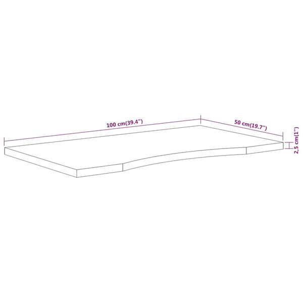 vidaXL Επιφάνεια Γραφείου Ορθογώνια 100x50x2,5 εκ. Μασίφ Ξύλο Ακακίας