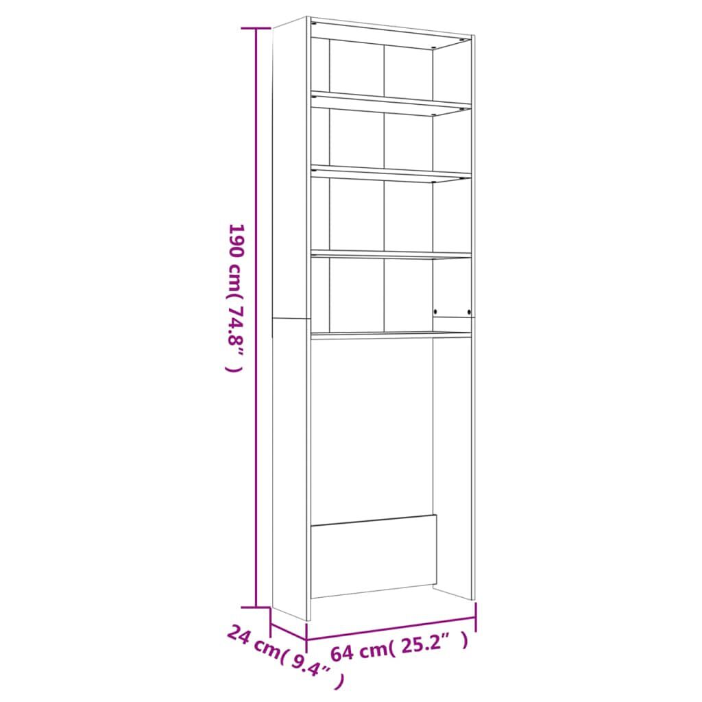 vidaXL Ντουλάπι Πλυντηρίου Sonoma Δρυς 64 x 24 x 190 εκ.