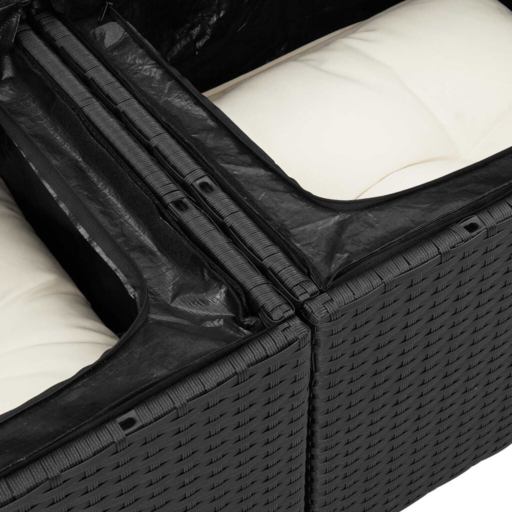 vidaXL Σετ Καναπέ Κήπου Ρυθμιζόμενο ύψος 6 pcs Μαύρο συνθετικό ρατάν