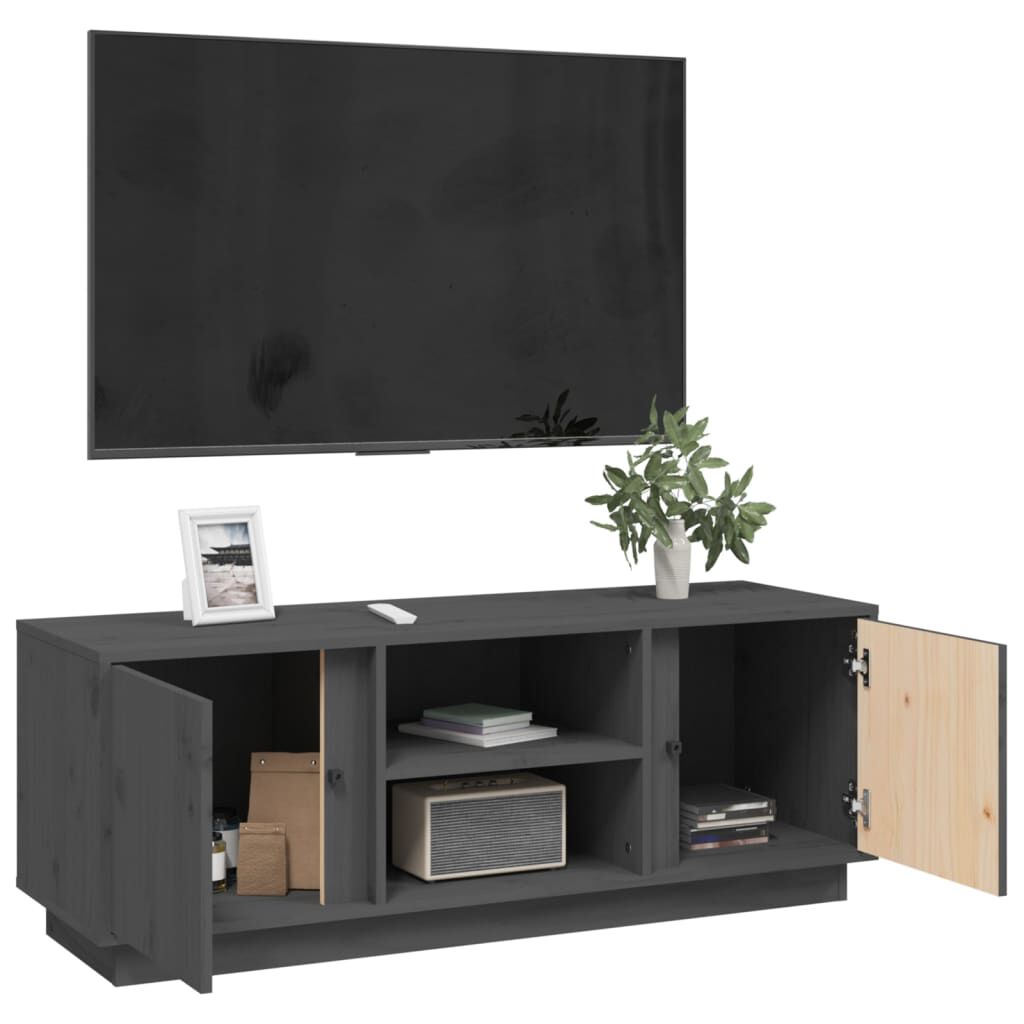 vidaXL Έπιπλο Τηλεόρασης Γκρι 110x35x40,5 εκ. από Μασίφ Ξύλο Πεύκου