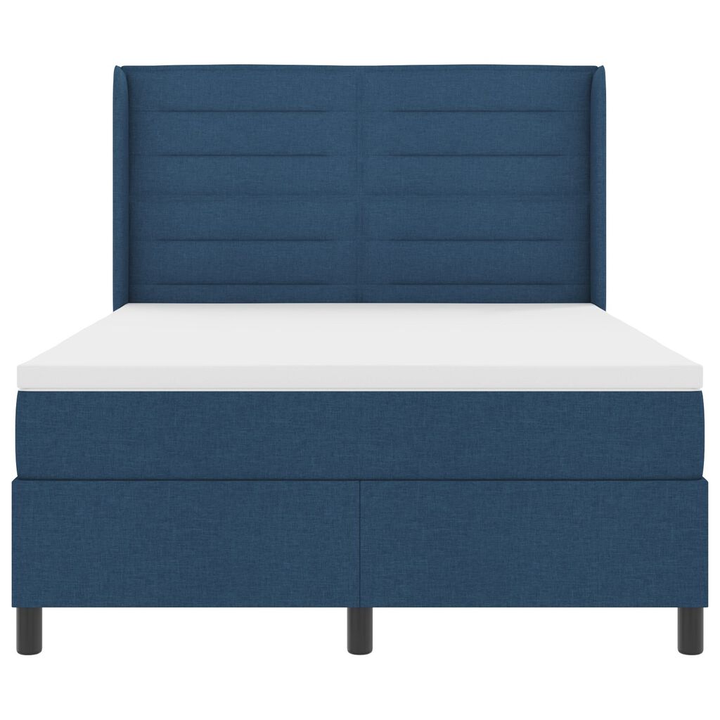 vidaXL Κρεβάτι Box Spring με Στρώμα & LED Μπλε 140x200 εκ Υφάσμα