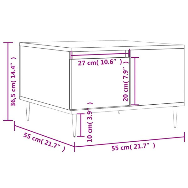 vidaXL Τραπεζάκι Σαλονιού Sonoma Δρυς 55x55x36,5εκ. Επεξεργασμένο Ξύλο