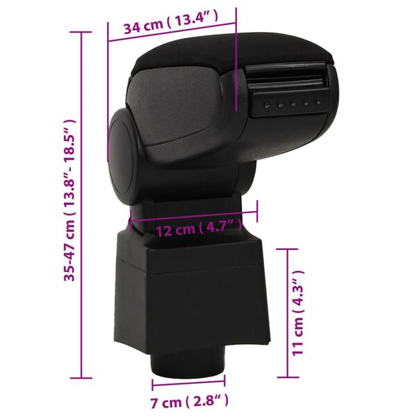 vidaXL Τεμπέλης Αυτοκινήτου Μαύρος 12 x 34 x (35-47) εκ. από ABS