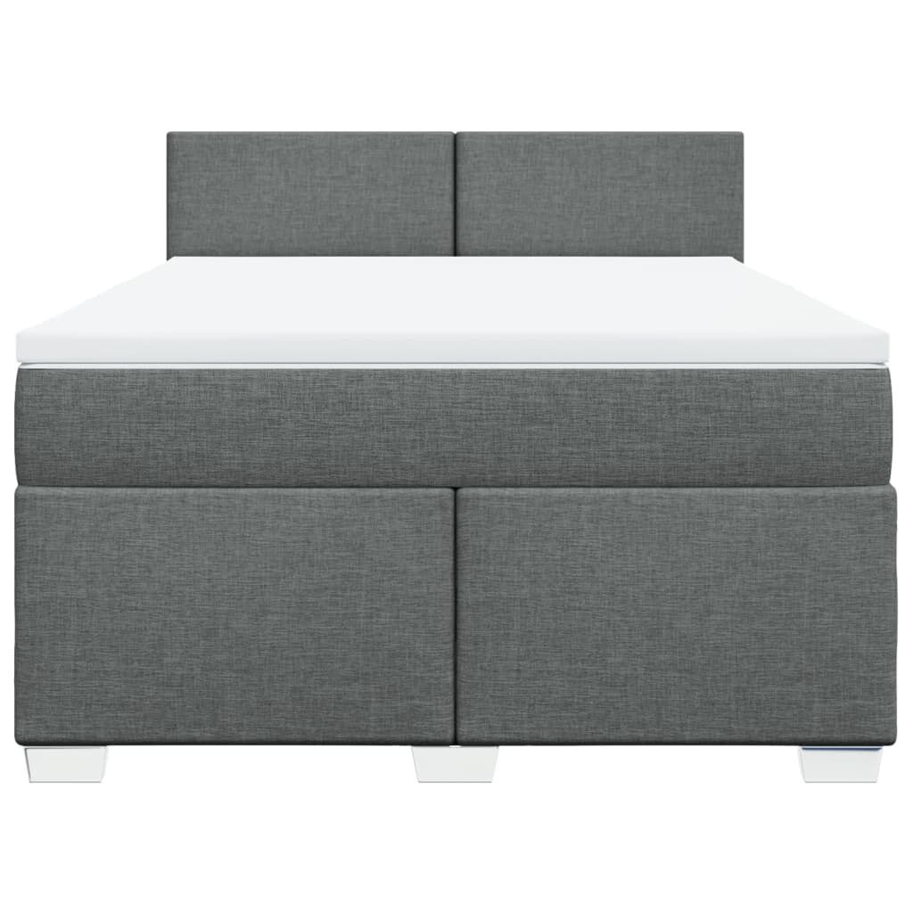 vidaXL Κρεβάτι Boxspring με Στρώμα Σκούρο Γκρι 160x200 εκ Υφασμάτινο