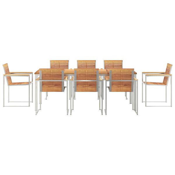 vidaXL Σετ Τραπεζαρίας Κήπου 9 Κομματιών Μασίφ Ξύλο Teak