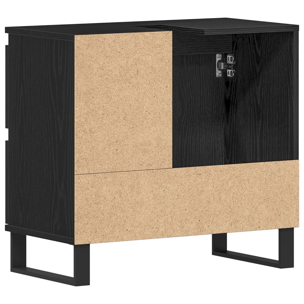 vidaXL Ντουλάπι Λεκάνης Μπάνιου Μαύρη Δρυς 65x33x60 εκ Επεξεργασμένο ξύλο