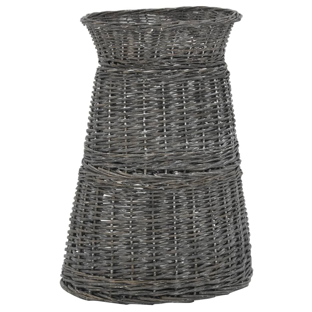 vidaXL Καλάθι Γάτας Σετ 3 τεμ. Γκρι 47x34x60εκ Φυσική Ιτιά & Μαξιλάρια