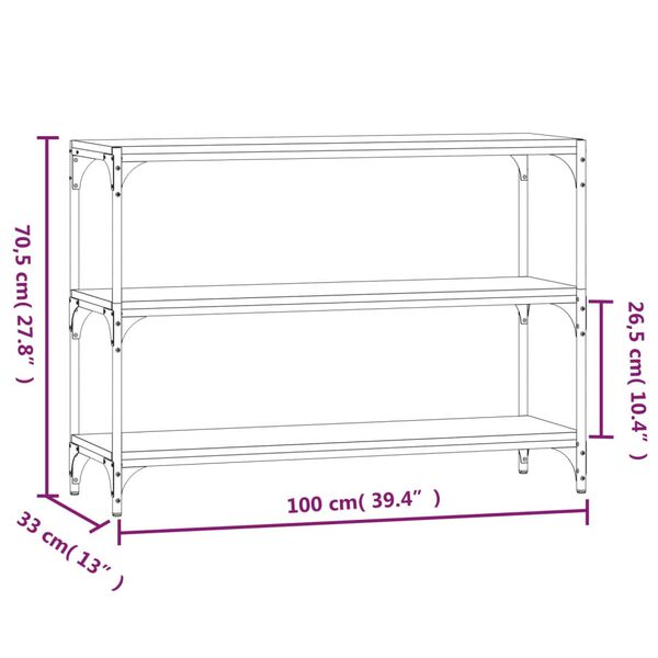 vidaXL Βιβλιοθήκη Γκρι Sonoma 100 x 33 x 70,5 εκ. Επεξ. Ξύλο & Ατσάλι