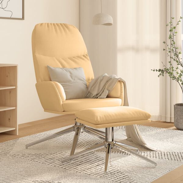 vidaXL Πολυθρόνα Relax με Υποπόδιο Κρεμ Λευκό από Συνθετικό Καστόρι