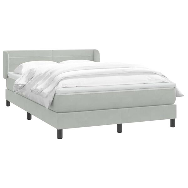 vidaXL Κρεβάτι Boxspring με Στρώμα Ανοιχτό Γκρι 140x210 εκ. Βελούδινο